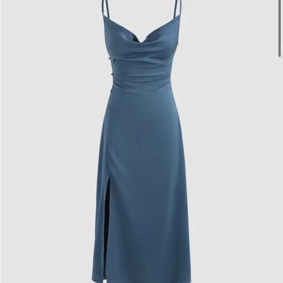 Cider | Dresses | Cider Solid Cowl Neck Slit Mini Dress Prom Size S |  Poshmark